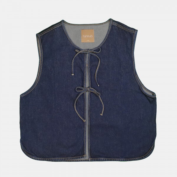 Bağlamalı Denim Yelek